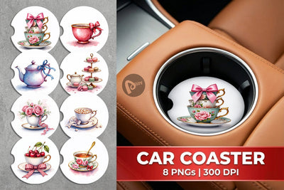 Car Coaster Coquette Teacups Sublimation artnoy 