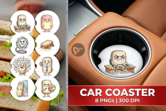 Car Coaster Corporate Meltdown Sweet Watercolor Sublimation artnoy 