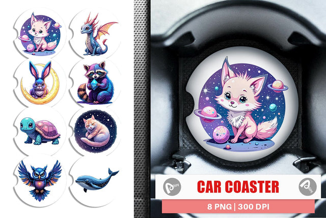 Car Coaster Cosmic Kawaii Critters Sublimation artnoy 