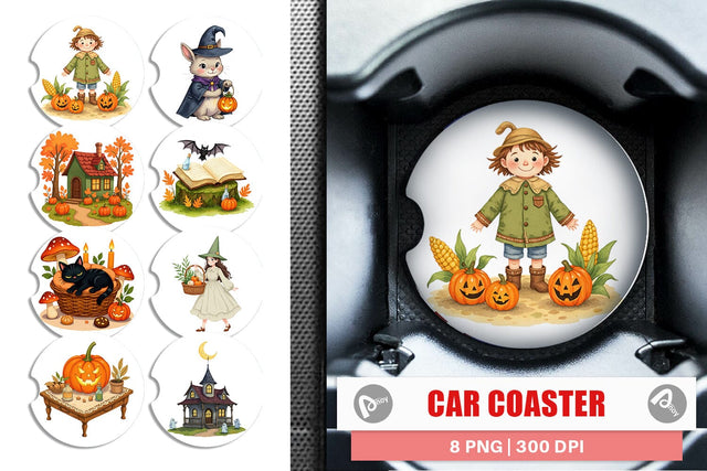 Car Coaster Cottagecore Halloween Sublimation artnoy 