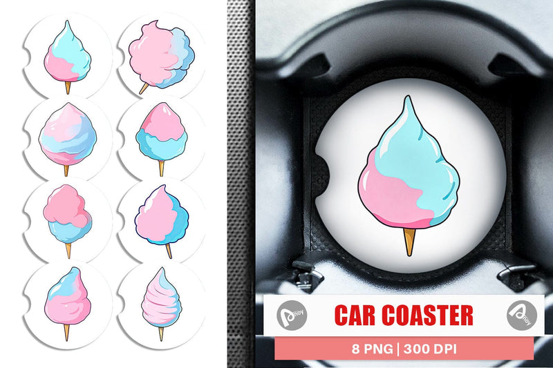 Car Coaster Cotton Candy Scoop Sublimation artnoy 