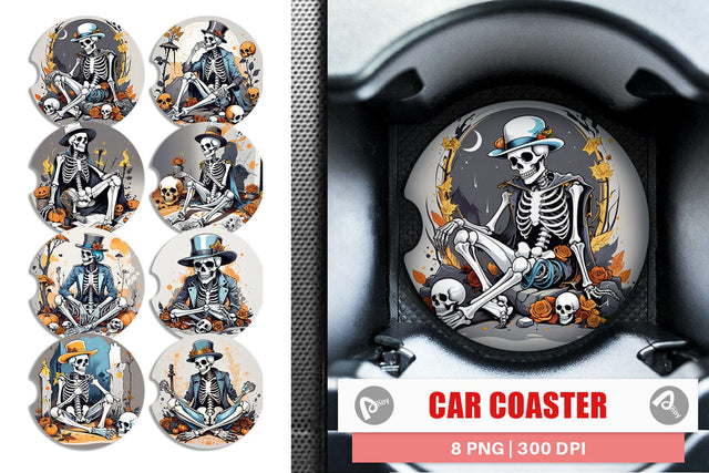 Car Coaster Cowboy Skeleton Sublimation artnoy 