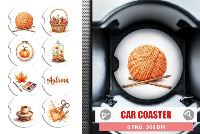Car Coaster Cozy Autumn Crafting Sublimation artnoy 