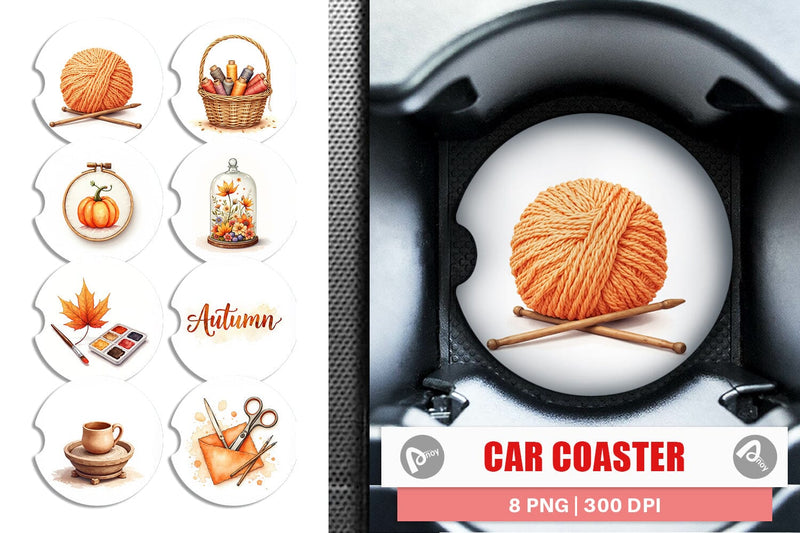 Car Coaster Cozy Autumn Crafting Sublimation artnoy 