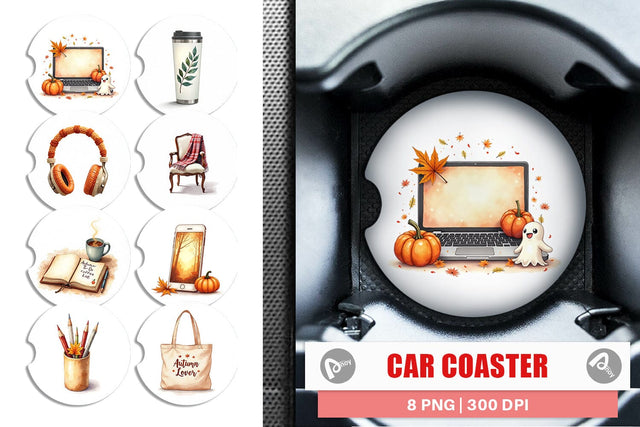 Car Coaster Cozy Autumn Home Office Sublimation artnoy 