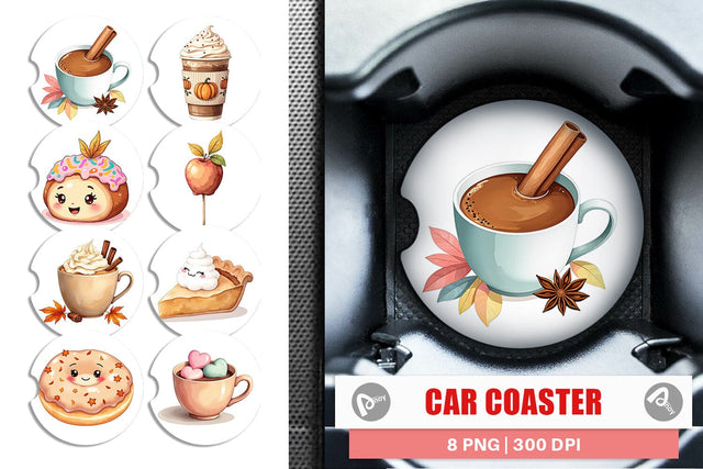 Car Coaster Cozy Autumn Treats Sublimation artnoy 