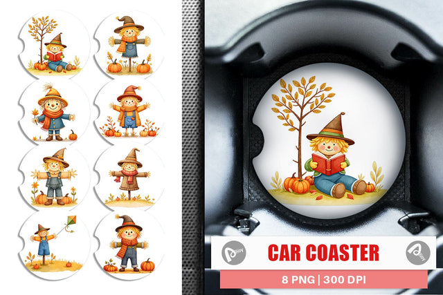 Car Coaster Cozy Little Scarecrows Sublimation artnoy 