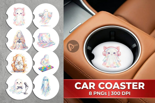 Car Coaster Cozy PC Gamer Ghost Sublimation artnoy 