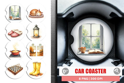 Car Coaster Cozy Rainy Day Sublimation artnoy 