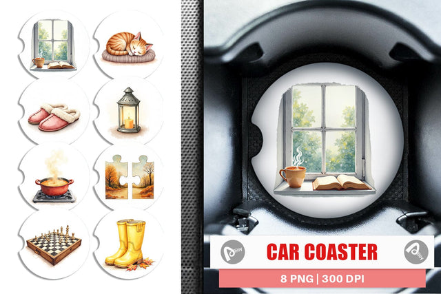 Car Coaster Cozy Rainy Day Sublimation artnoy 