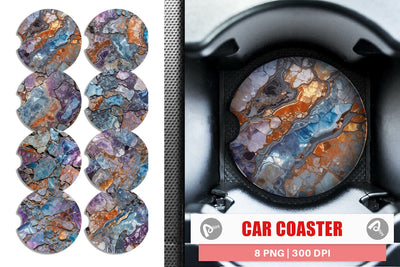 Car Coaster Cracked Iridescent Sublimation artnoy 