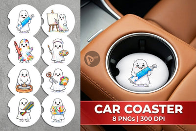 Car Coaster Creative Art Teacher Ghost Sublimation artnoy 