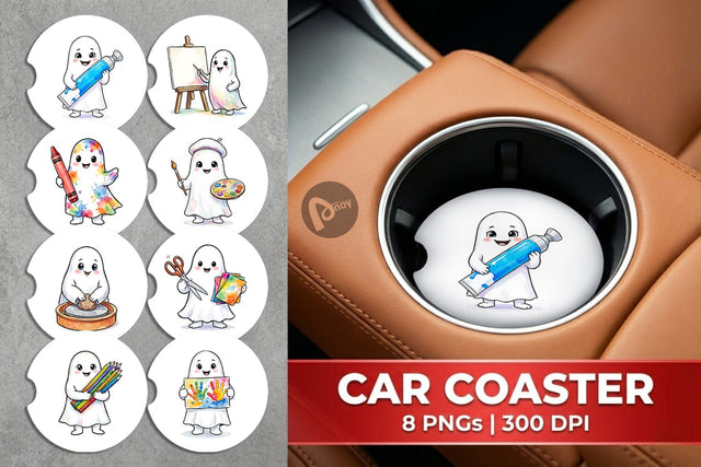 Car Coaster Creative Art Teacher Ghost Sublimation artnoy 