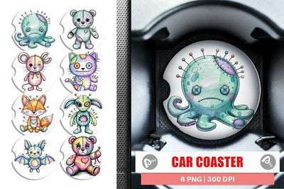 Car Coaster Creepy Cute Pastel Halloween Sublimation artnoy 