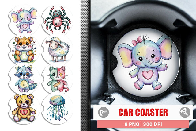 Car Coaster Creepy Cute Pastel Halloween Sublimation artnoy 