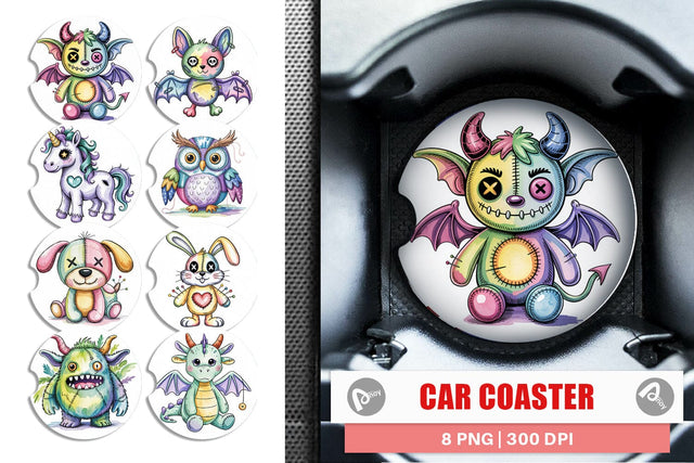 Car Coaster Creepy Cute Pastel Halloween Sublimation artnoy 