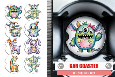 Car Coaster Creepy Cute Pastel Halloween Sublimation artnoy 