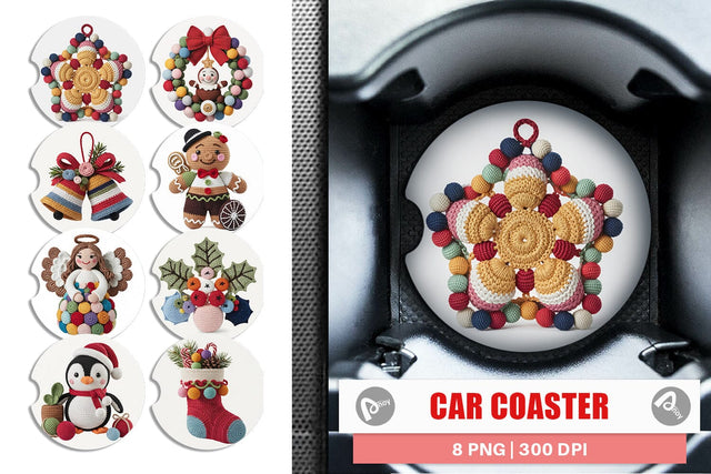 Car Coaster Crochet Christmas Sublimation artnoy 