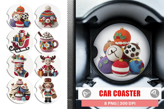 Car Coaster Crochet Christmas Sublimation artnoy 