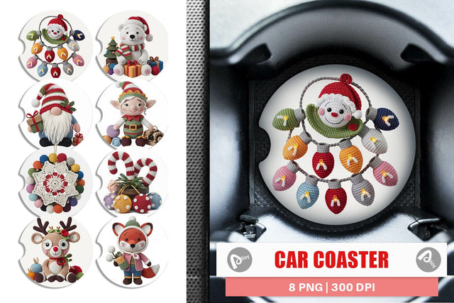 Car Coaster Crochet Christmas Sublimation artnoy 
