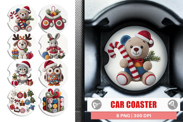 Car Coaster Crochet Christmas Sublimation artnoy 