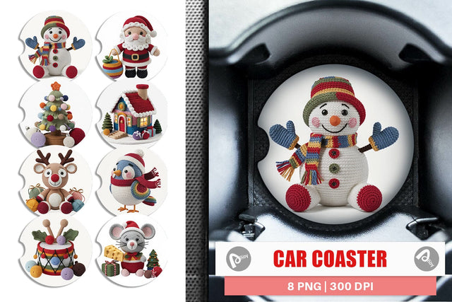 Car Coaster Crochet Christmas Sublimation artnoy 