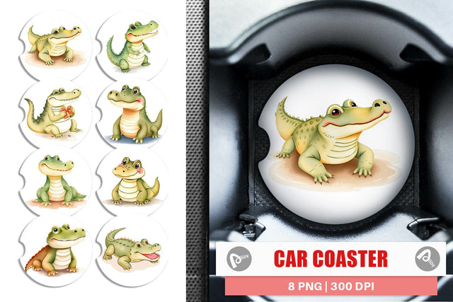Car Coaster Crocodile Wildlife Sublimation artnoy 