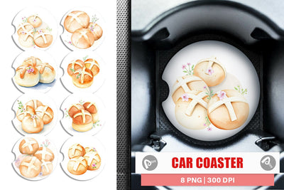Car Coaster Cross Buns Sublimation artnoy 