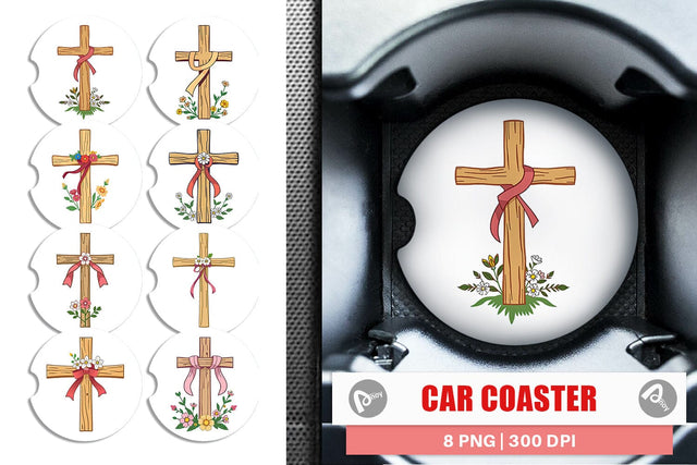 Car Coaster Cross Sublimation artnoy 