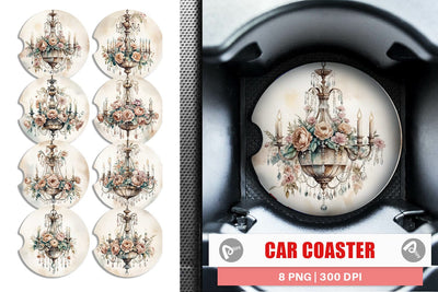 Car Coaster Crystal Chandelier Sublimation artnoy 