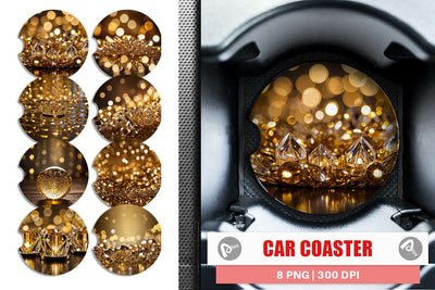 Car Coaster Crystal Gold Sublimation artnoy 