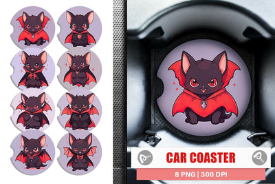 Car Coaster Cute Bat Halloween Sublimation artnoy 