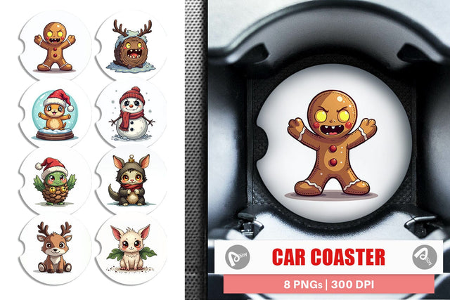 Car Coaster Cute Christmas Characters Sublimation artnoy 