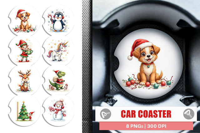 Car Coaster Cute Christmas Crew Sublimation artnoy 