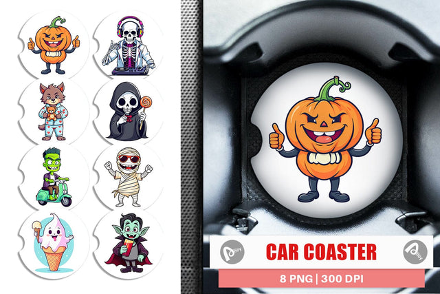 Car Coaster Cute Creepy Characters Sublimation artnoy 