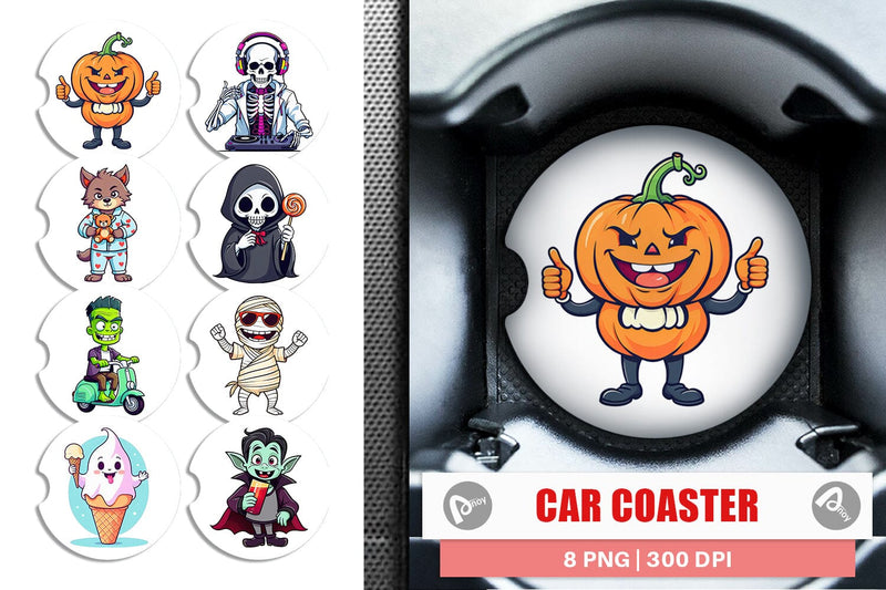 Car Coaster Cute Creepy Characters Sublimation artnoy 
