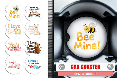 Car Coaster Cute Critter Valentine's Quotes Sublimation artnoy 