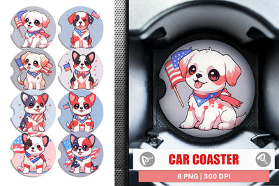 Car Coaster Cute Dog Patriotic Sublimation artnoy 