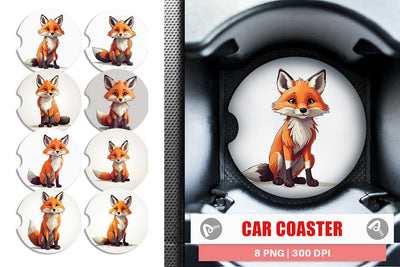 Car Coaster Cute Fox Sublimation artnoy 