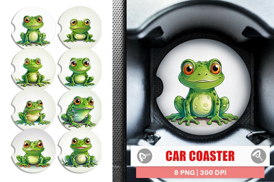 Car Coaster Cute Frog Sublimation artnoy 