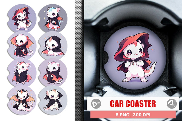 Car Coaster Cute Gecko Halloween Sublimation artnoy 