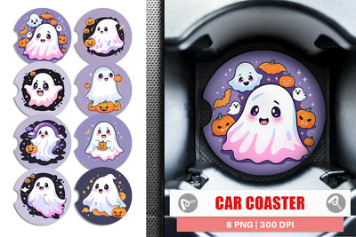 Car Coaster Cute Ghost Illustration Sublimation artnoy 