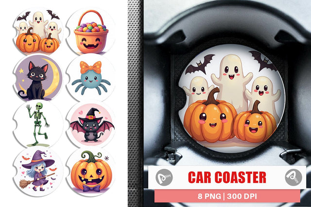 Car Coaster Cute Halloween Sublimation artnoy 