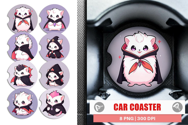 Car Coaster Cute Hedgehog Halloween Sublimation artnoy 