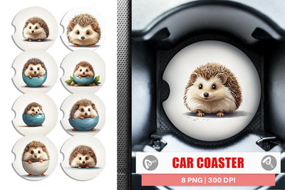 Car Coaster Cute Hedgehog Sublimation artnoy 