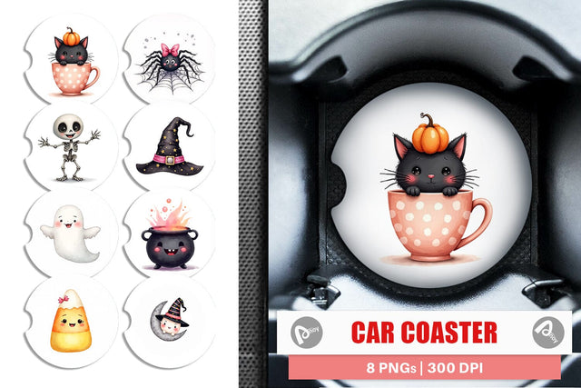 Car Coaster Cute Kids Halloween Sublimation artnoy 