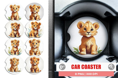 Car Coaster Cute Lion Sublimation artnoy 