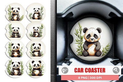 Car Coaster Cute Panda Sublimation artnoy 