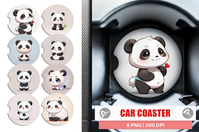 Car Coaster Cute Panda Sublimation artnoy 