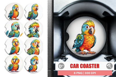 Car Coaster Cute Parrot Sublimation artnoy 